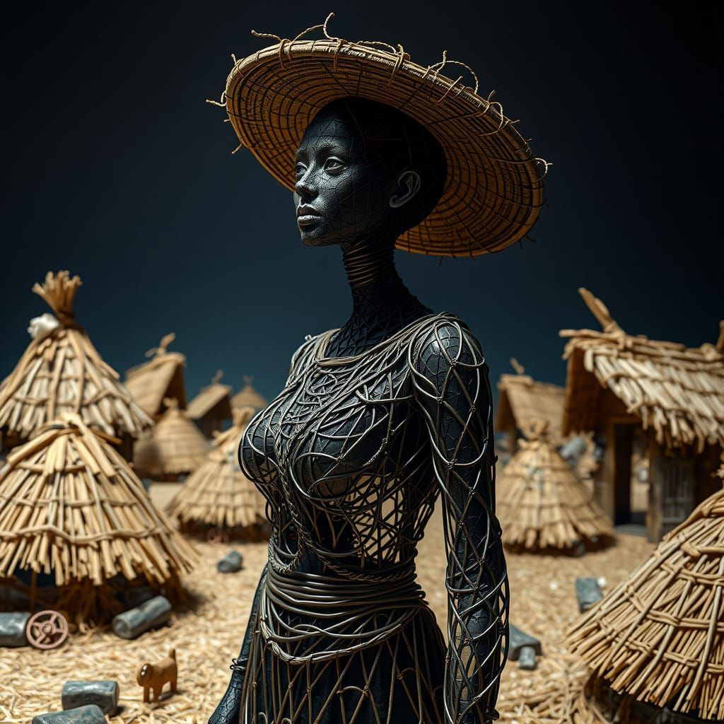 Wire Woman Sculpture in Calder Style Village