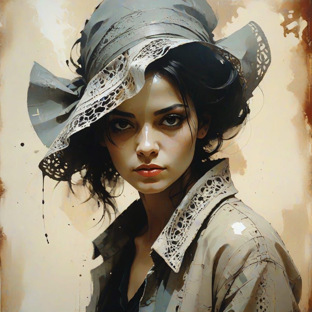 Portrait of a Vagrant Nomad in Moody Filigree Style