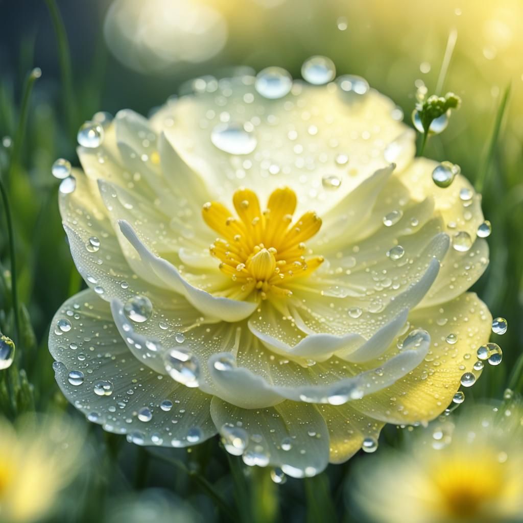 Glistening Dewdrop Buttercup in Fantasy Style