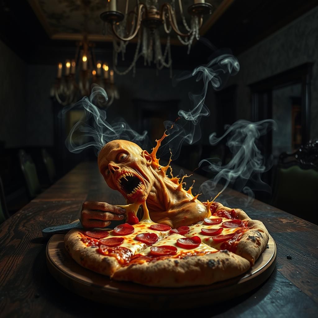 Zombie Pizza in Haunted Mansion Dining Room