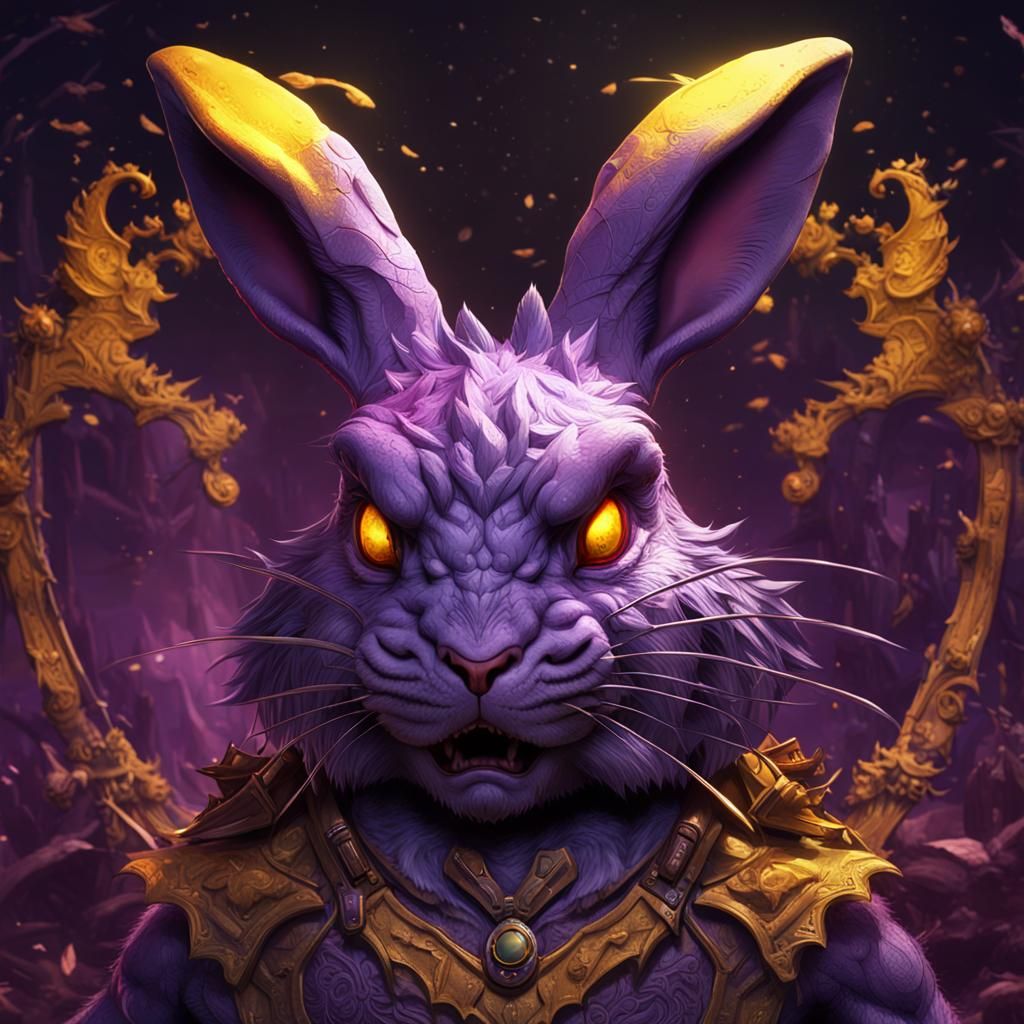 Hyperdetailed Angry Rabbit in Dark Fantasy Style