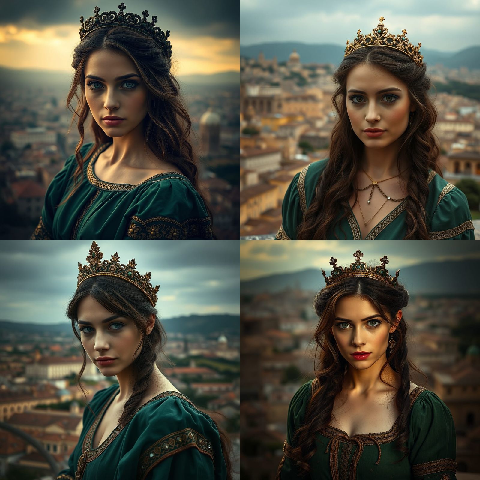 Noblewoman Overlooking Ancient City in Dreamy Portrait