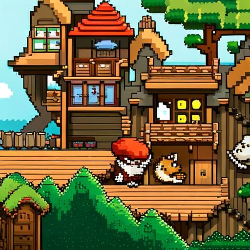 8-Bit Squirrels Race in Pixel Art Platform Game
