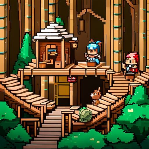 Cute Squirrels Race in 8-bit Pixel Art Game