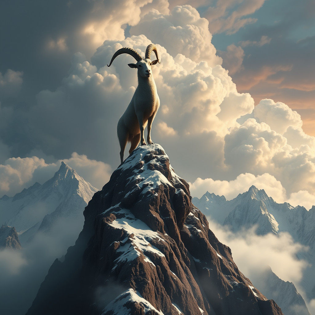 Majestic Capricorn Goat on Mountain Peak