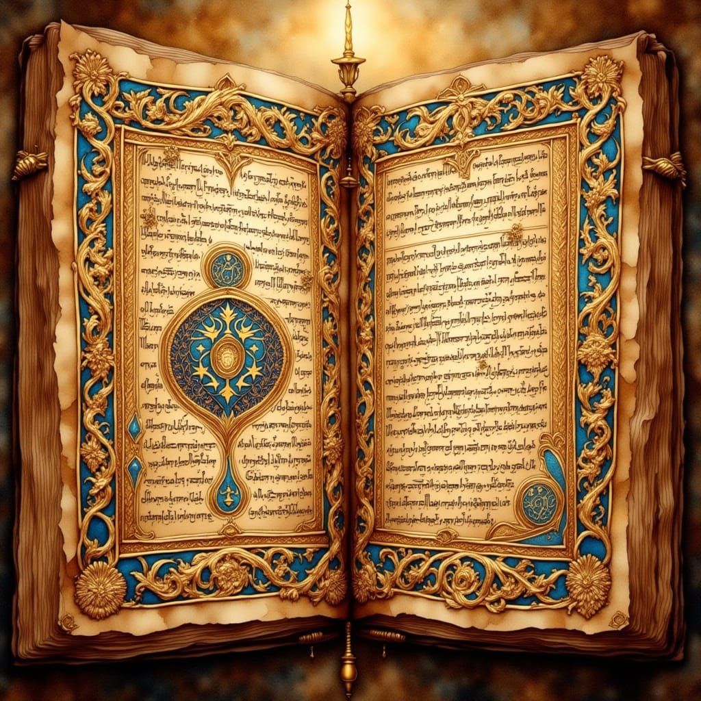 Coptic Manuscript Illuminations in Antique Watercolor Style