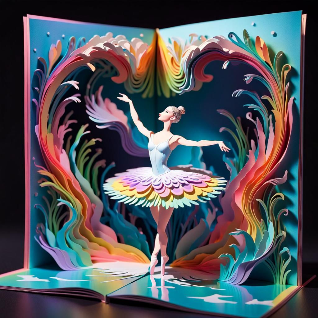 Ballerina Dances on Swan Lake: Psychedelic Neon Art