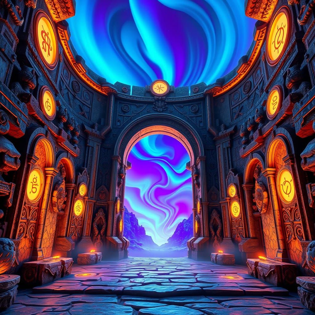 Glowing Portal to Infinite Worlds in Stunning 8k Hyper-Detai...