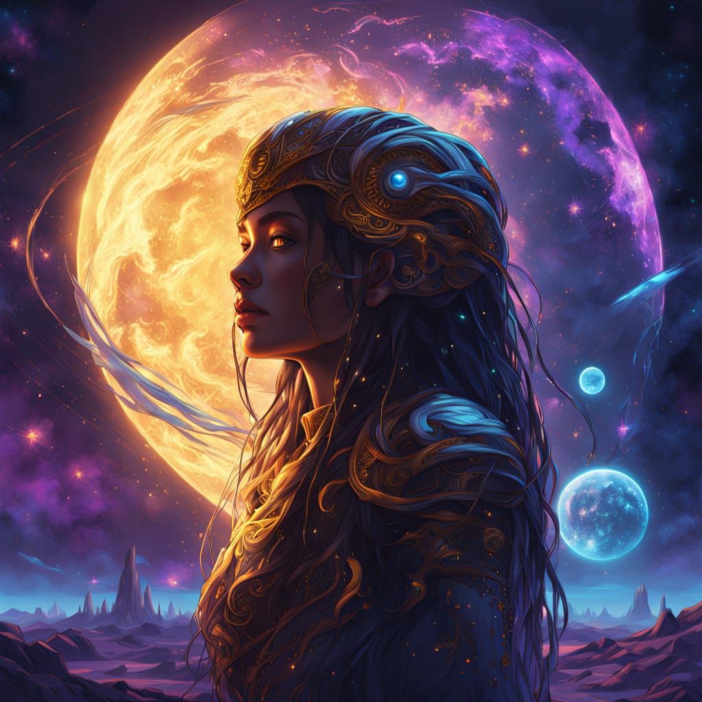 Ethereal Goddess and Her Cosmic Lover