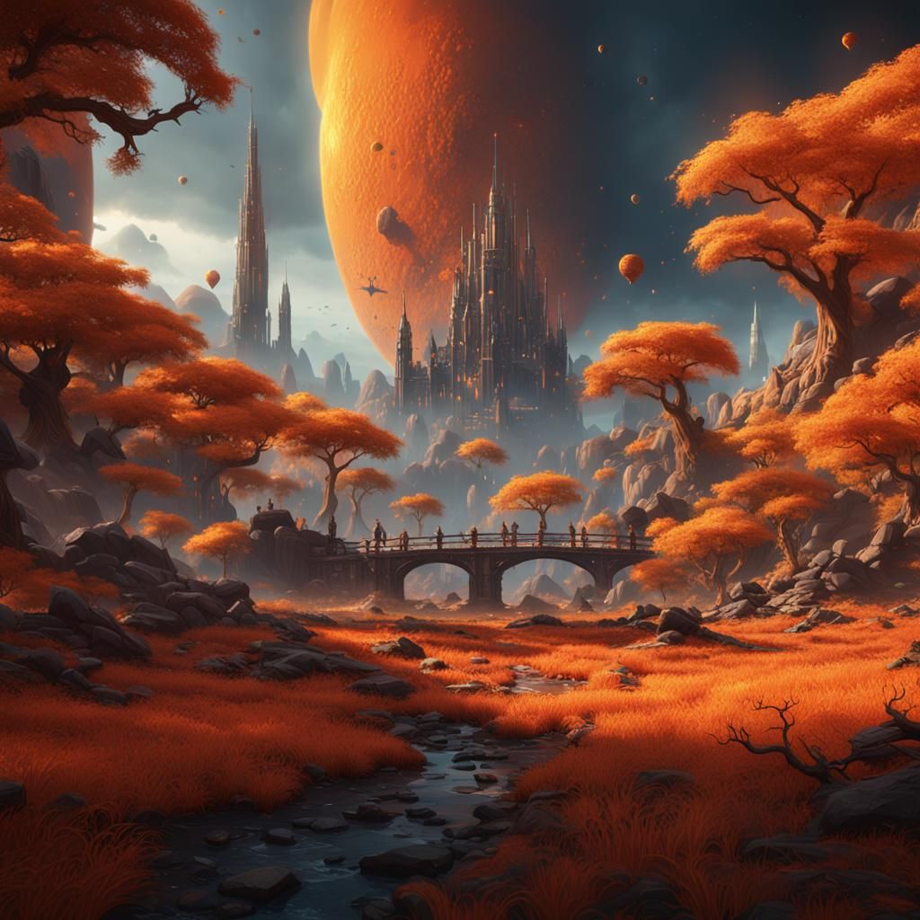 Fantastical Orange World Concept Art