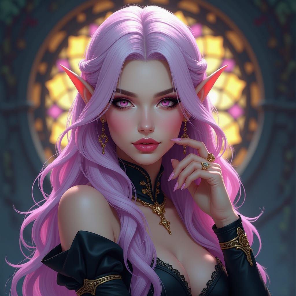 Elven Woman in Dark Fantasy Style