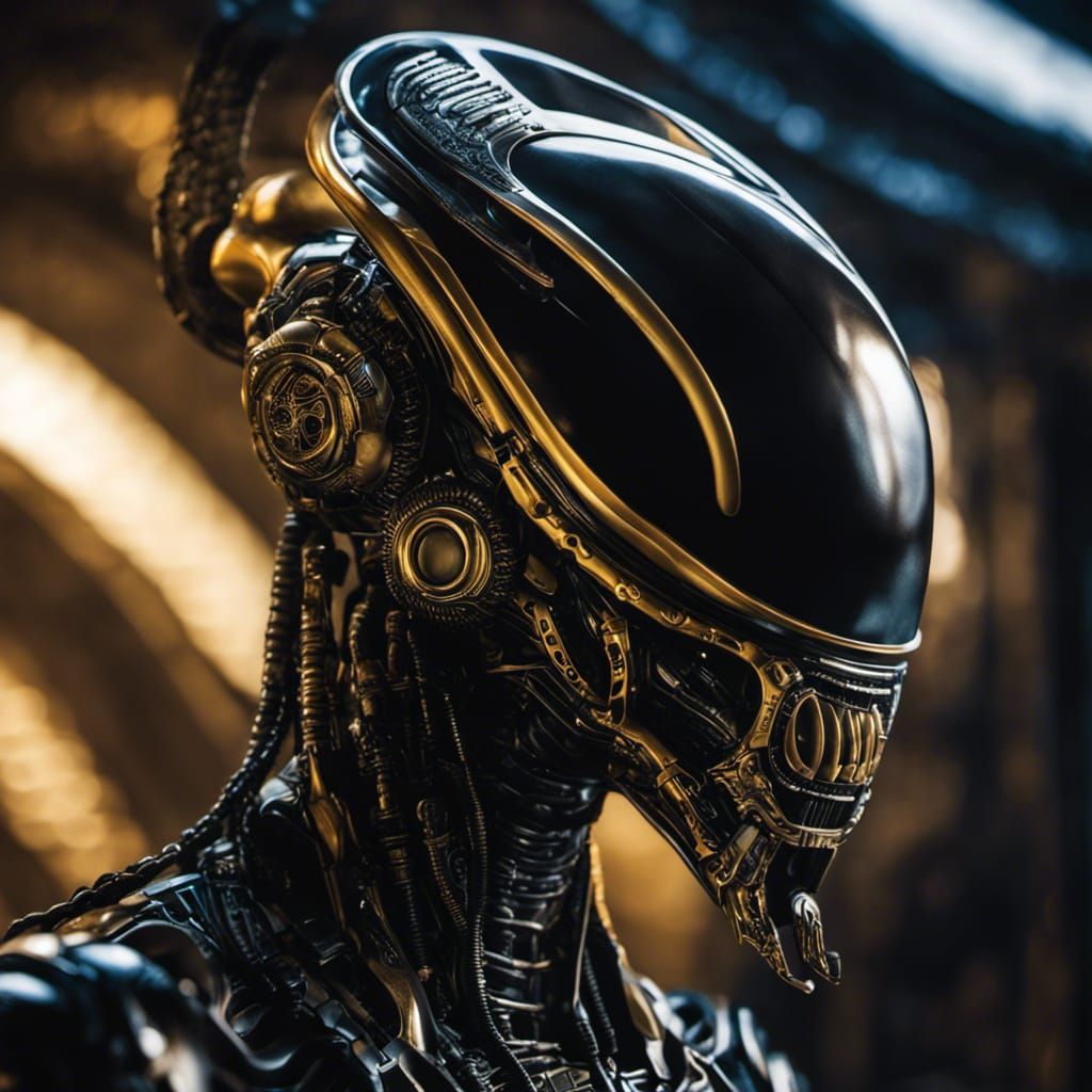 Biopunk Alien Hello Kitty Portrait in Golden Light