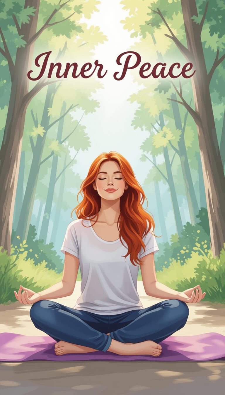 Auburn Haired Woman Finds Inner Peace