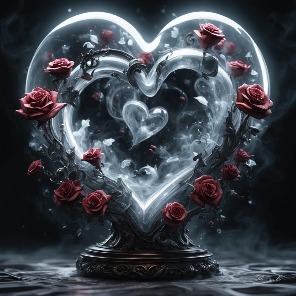 Haunted Heart Sculpture of Smoke and Starlight