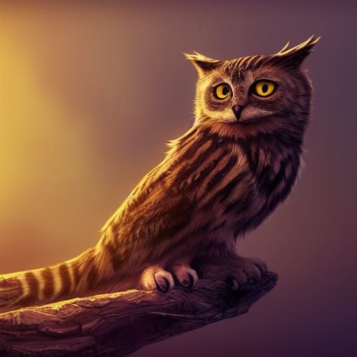 Cat Owl Hybrid: Fantasy Concept Art