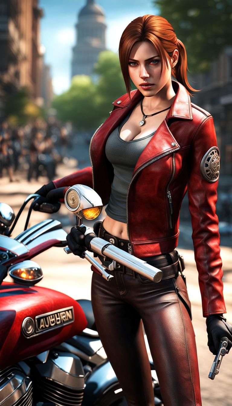 Claire Redfield on Motorcycle: Ultra Detailed 8K Photo
