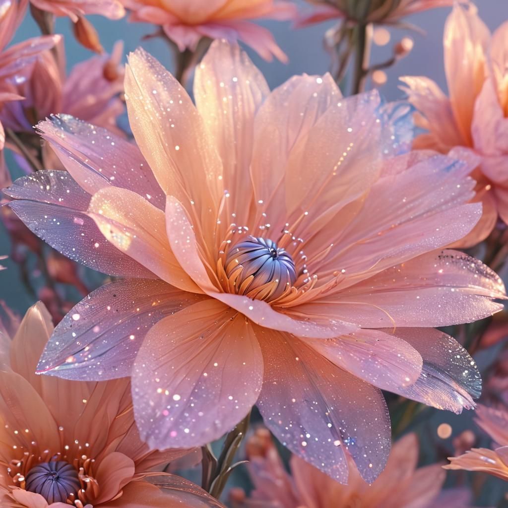 Shimmering Tulle Flower in Holographic Pastel Colors