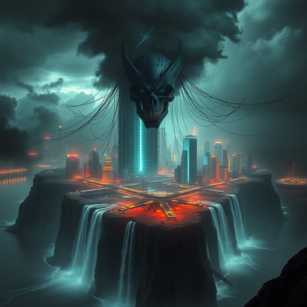 Cyberpunk Metropolis at Dusk