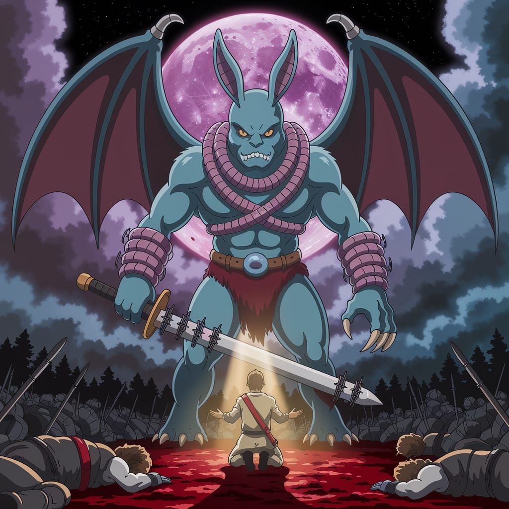 Anime-Style Digital Art: Sausage Wing Confronts the Hero in ...