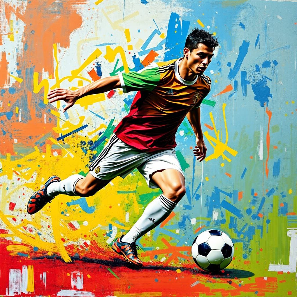 Cristiano Ronaldo in Dynamic Football Motion