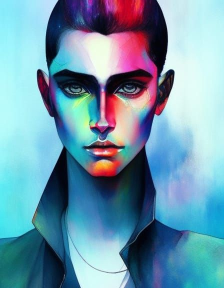 Radiant Portrait of a Handsome Man with Glitter