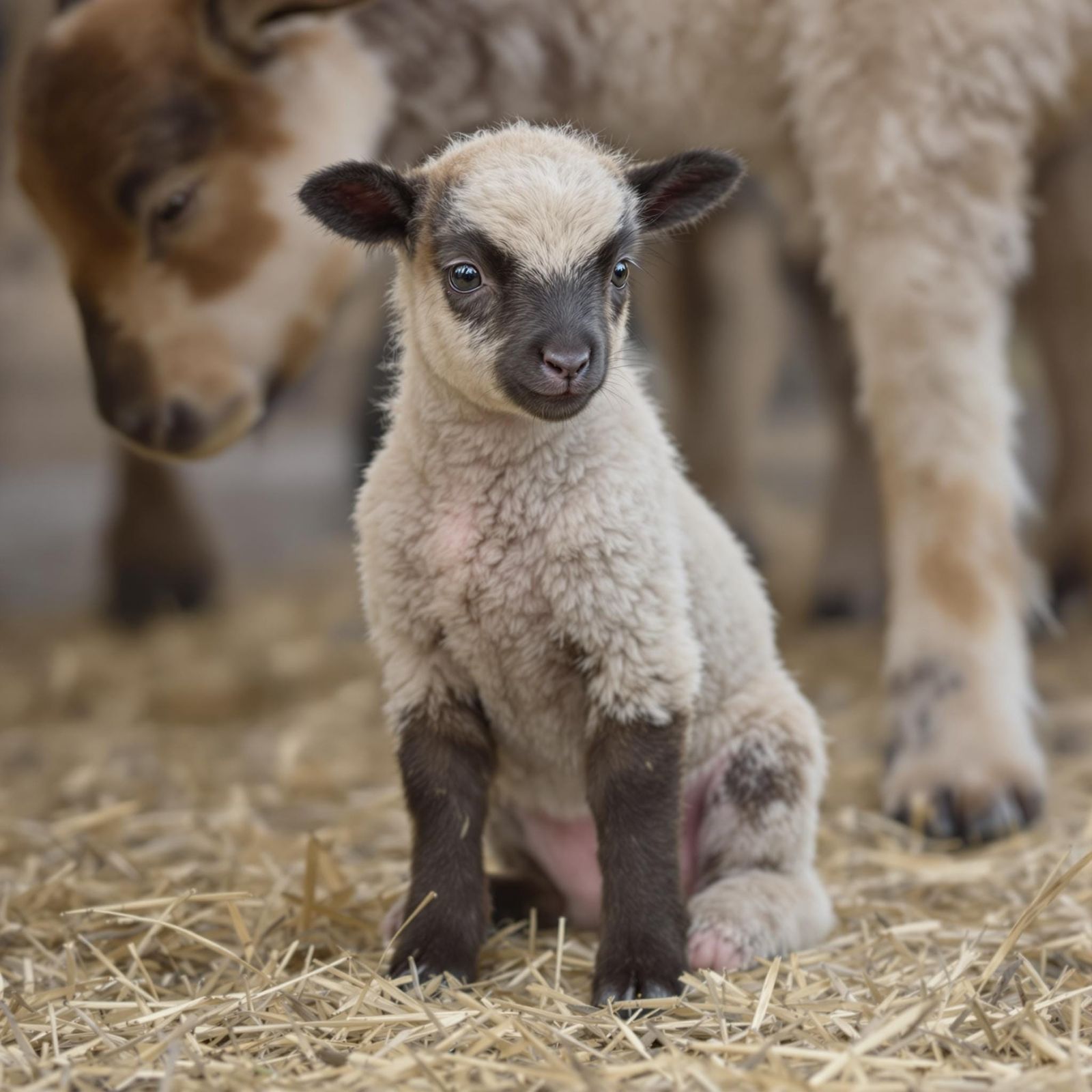 Newborn Lamb's First Steps
