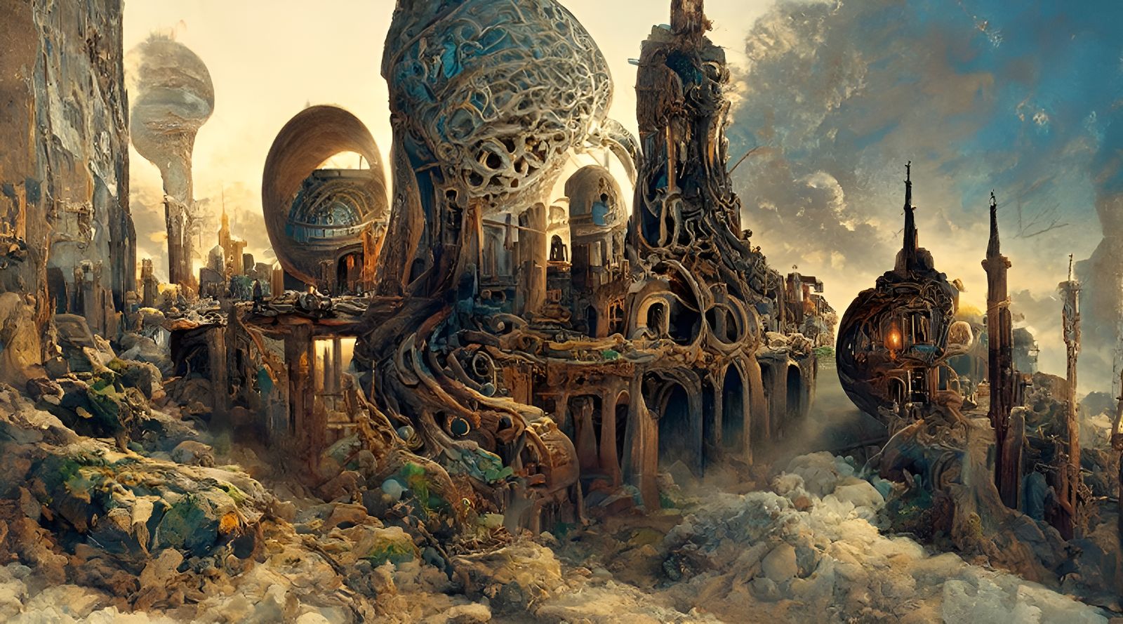 Fantastic Cityscape as Hyperdetailed Digital Painting