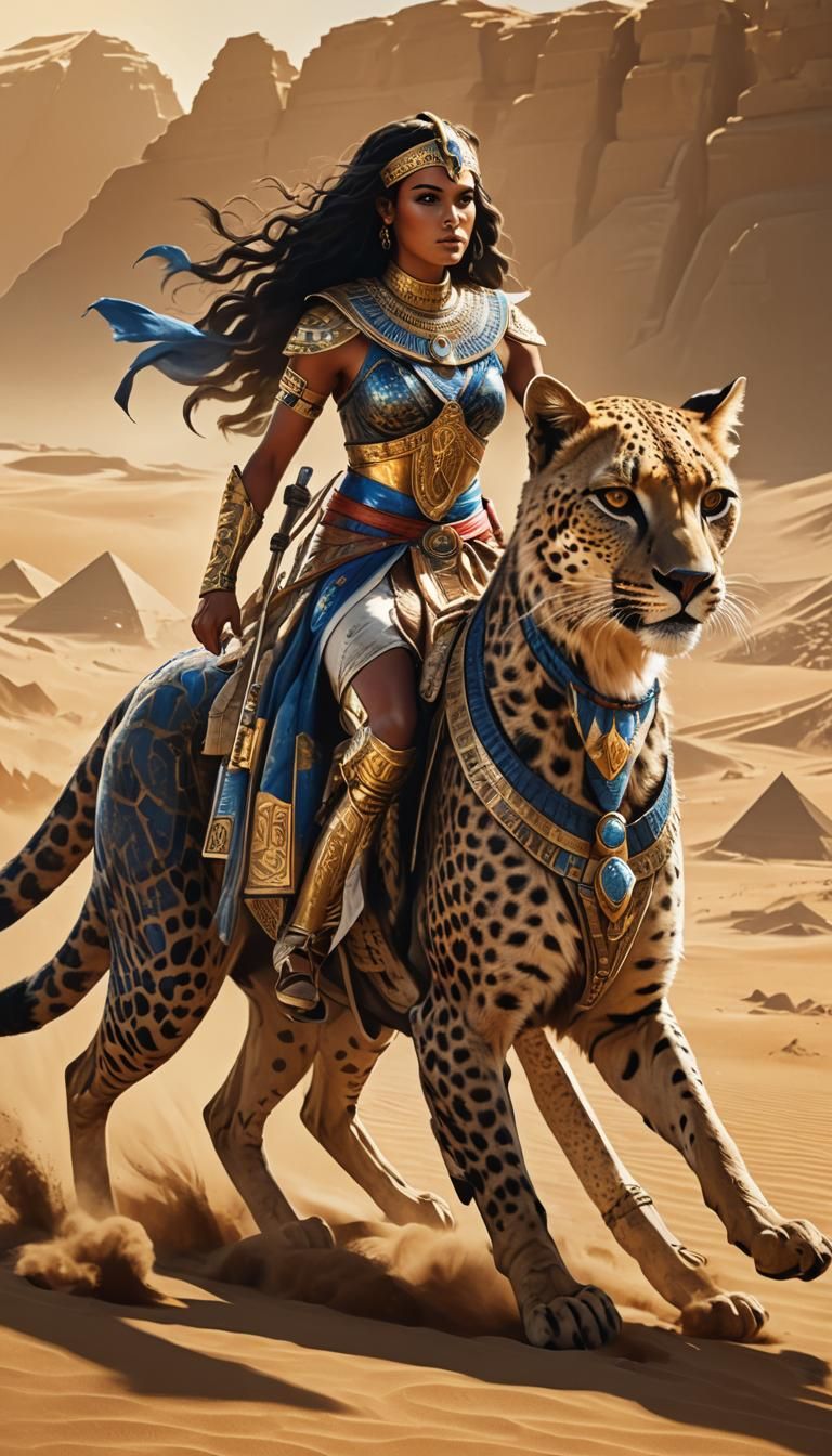 Egyptian Warrior Princess on Cheetah, Concept Art