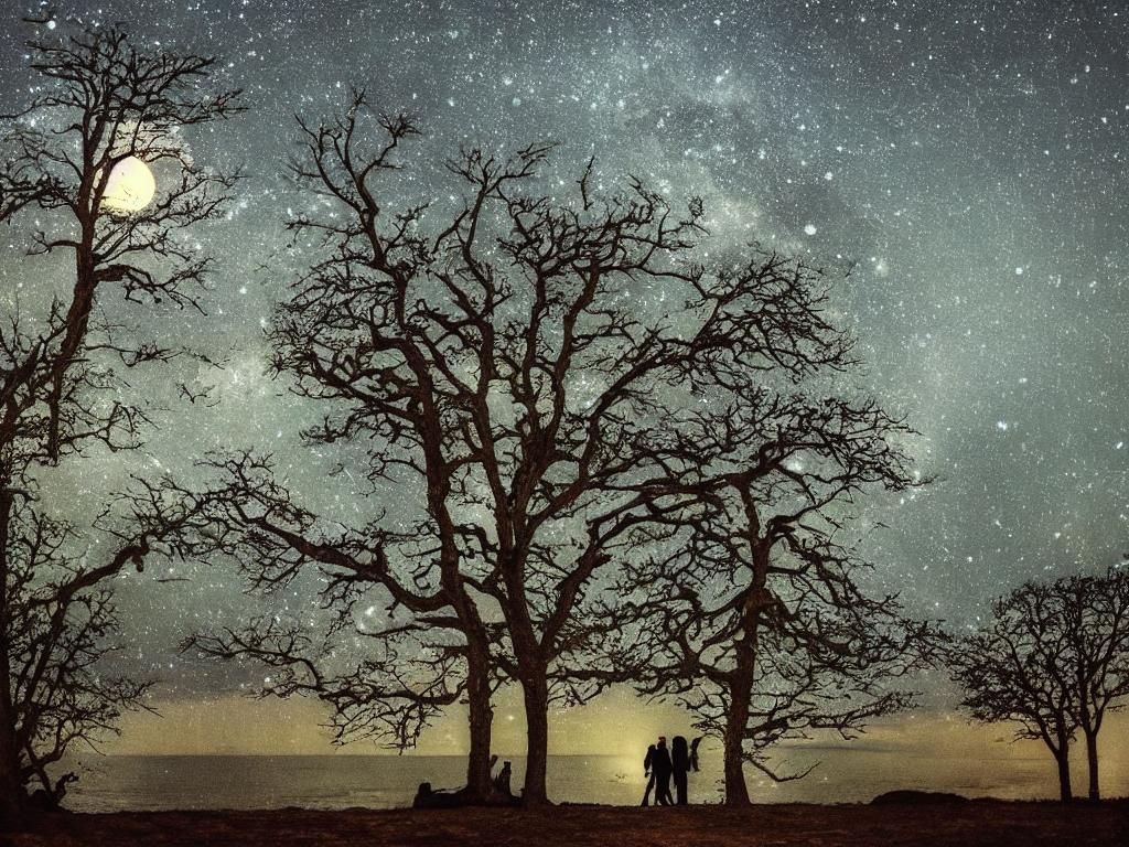 Moonlit Embrace in a Cold Wood