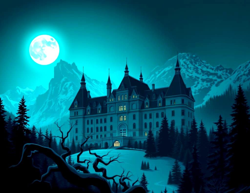 Fairmont Banff Springs Castle at Night in a Haunting, Comic ...