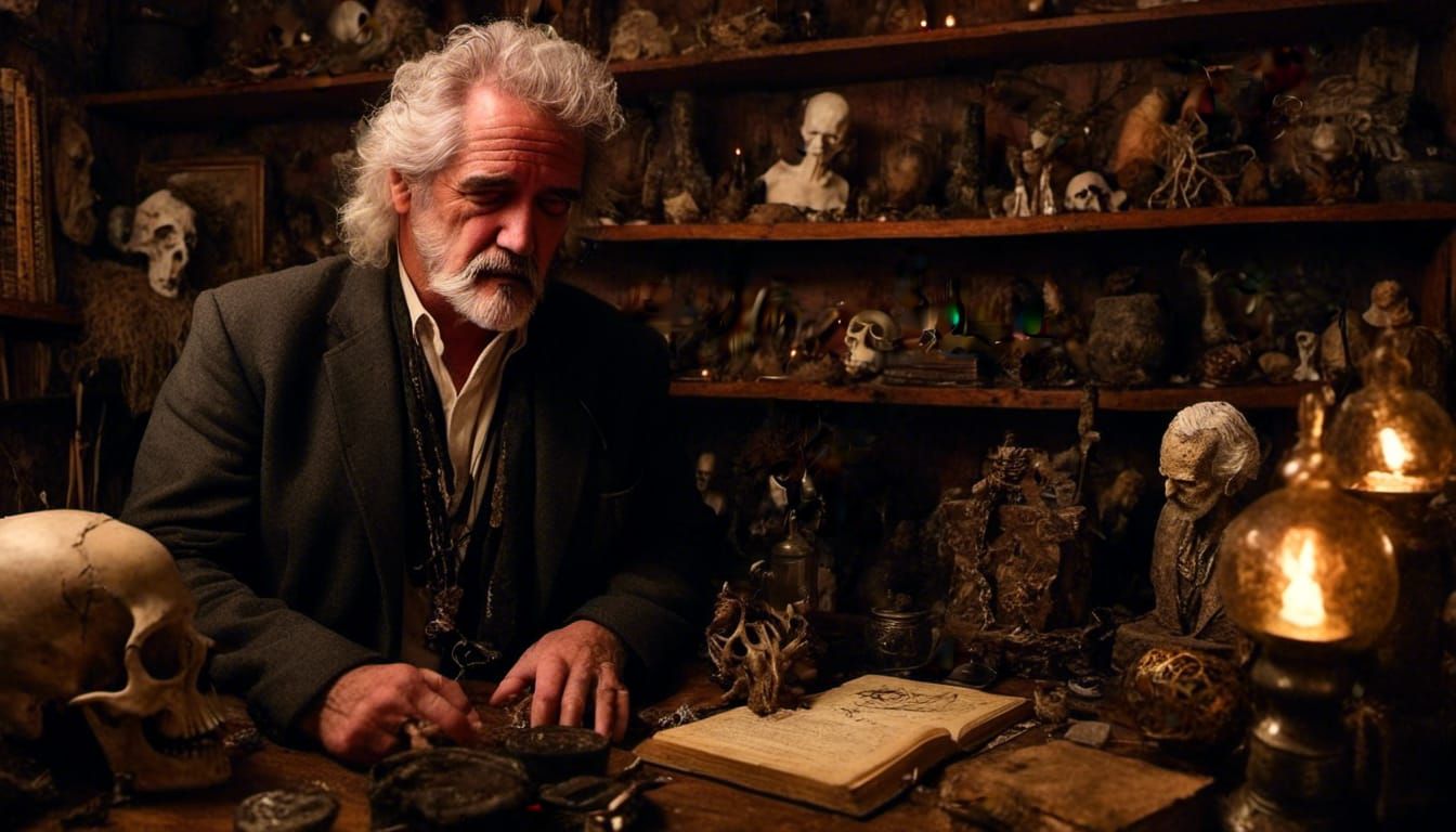 Cryptid Taxidermist in Occult Studio: Fantastical Realist Ar...