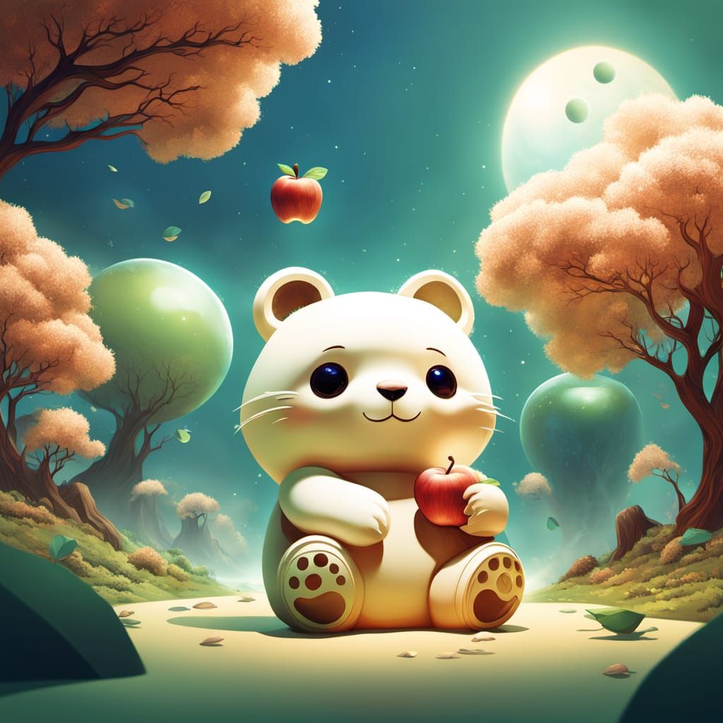 Surreal Apple Planet in Cosmic Space