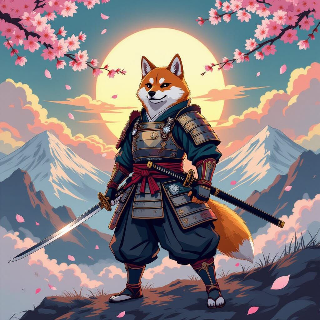 A Shiba Inu samurai