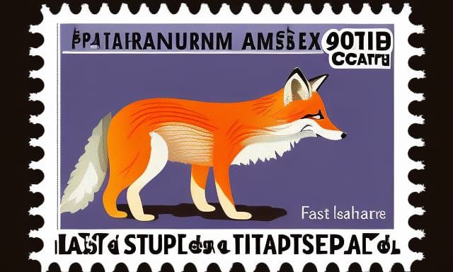 Fox Postage Stamp Art
