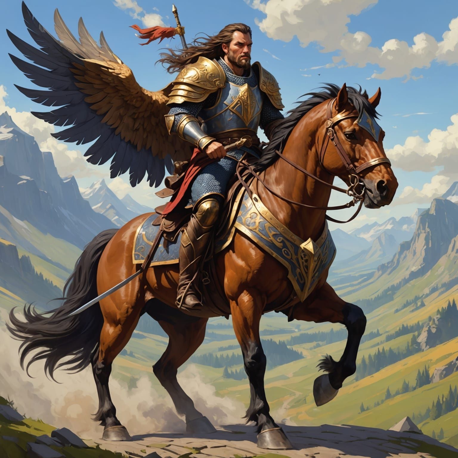 Halfling Paladin on Griffin Fantasy Adventure