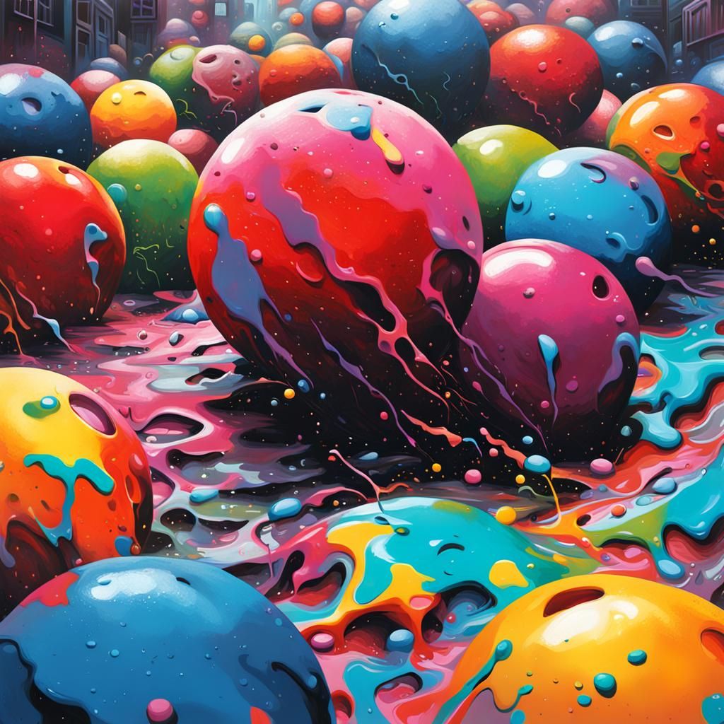Graffiti Art with Splash Effects and Polychromatic Colors