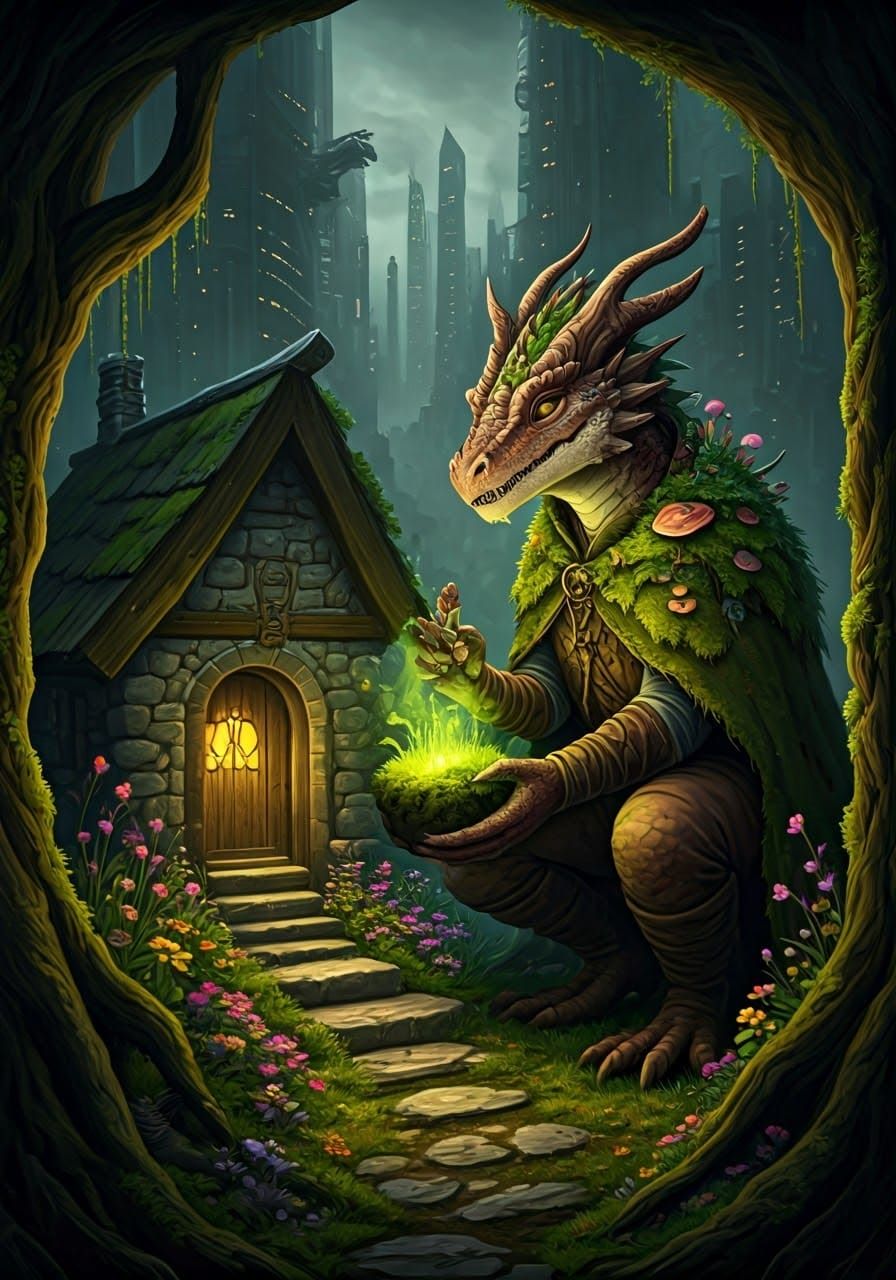 Dragonborn Druid's Cyberpunk Garden