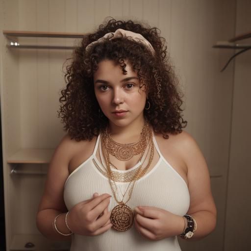 Pensive Woman Choosing Outfit, Close-Up Portrait