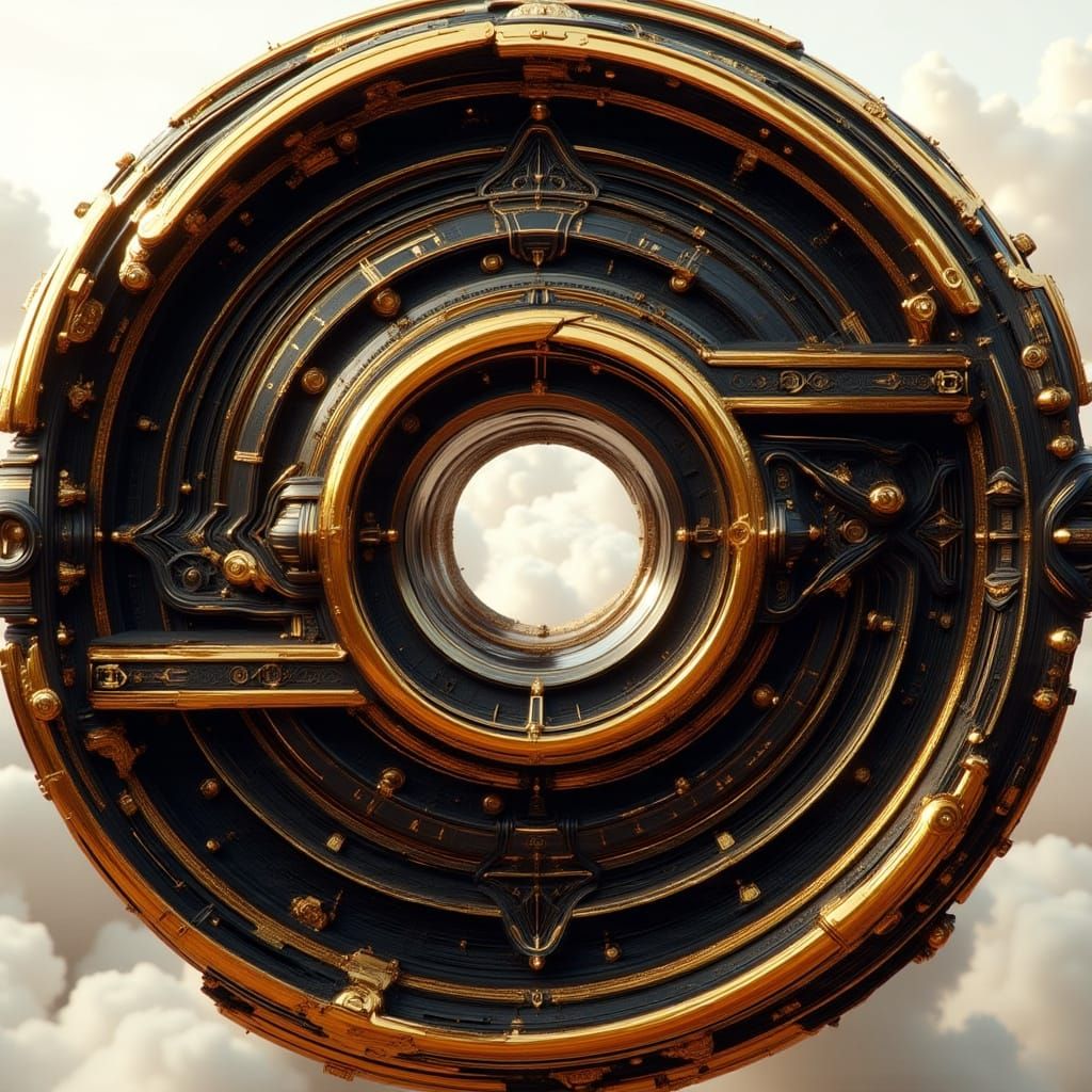 Gold and Orange Ribbon Banner with Circular Logo