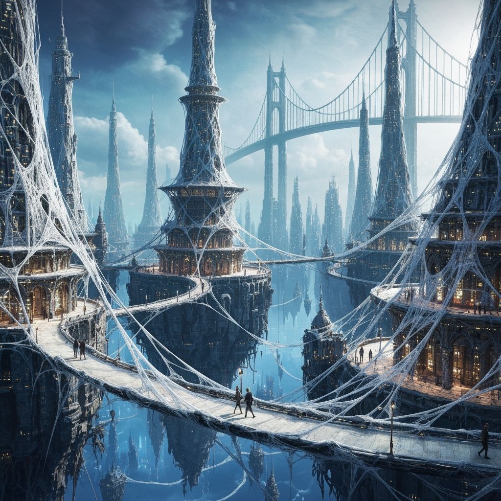 Fantastical Sky City of Silken Spiderweb Architecture