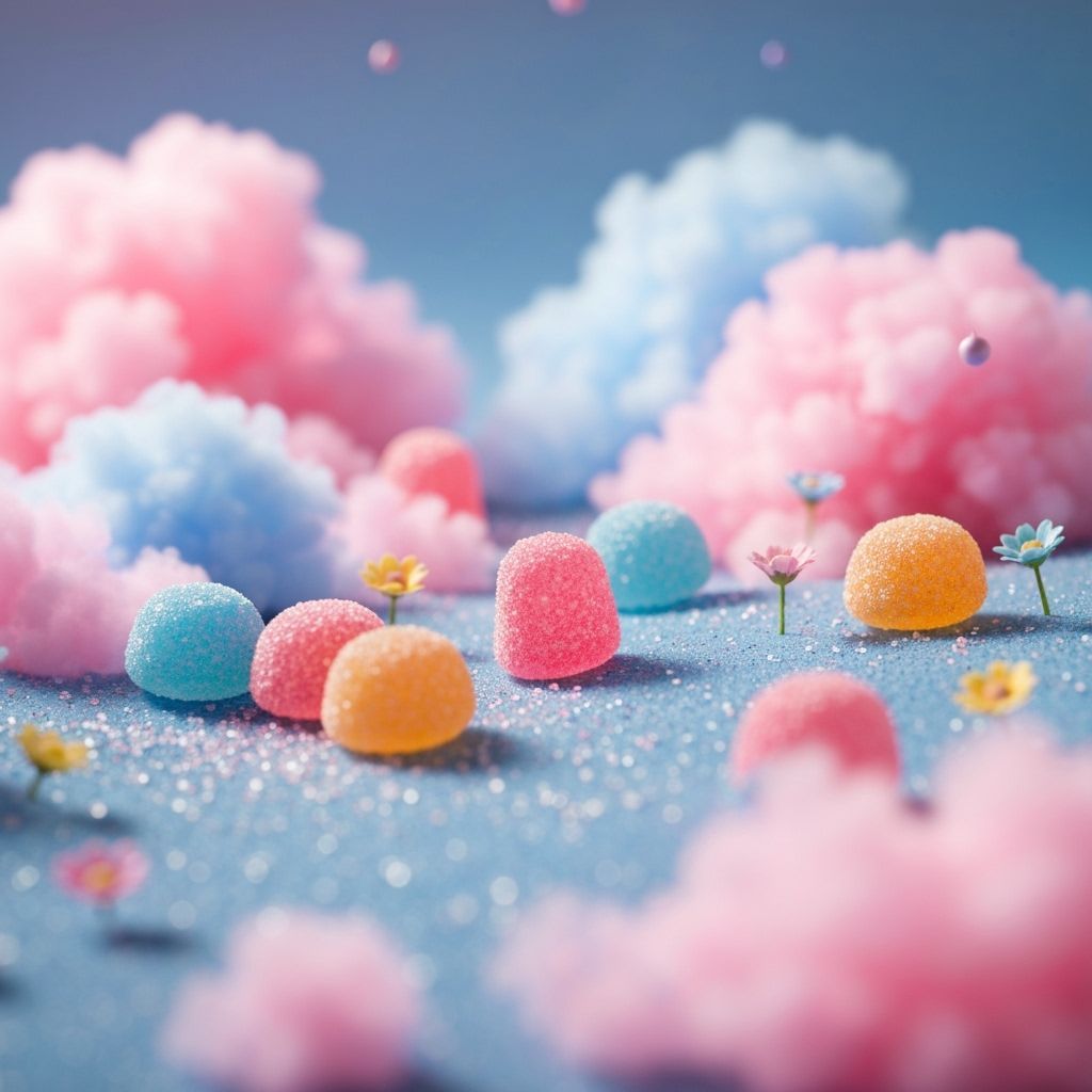 Magical Pastel Candies with Zodiac Sparkles and Marshmallows