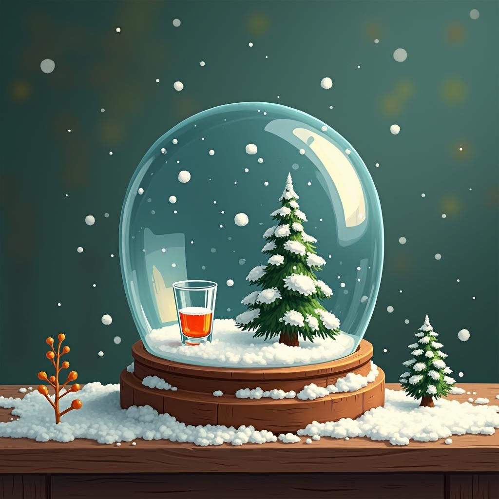 Miniature Snow Globe with Shot Glass and Dorito