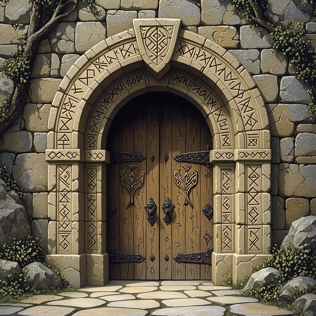 Mystical Stone Archway Inspired by Middle Earth Art