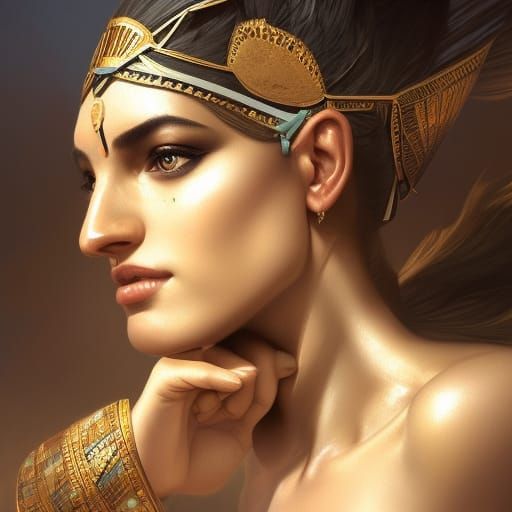 Egyptian Woman Portrait in Art Nouveau Style