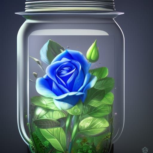 Blue Rose in Glass Jar: Fantasy Concept Art