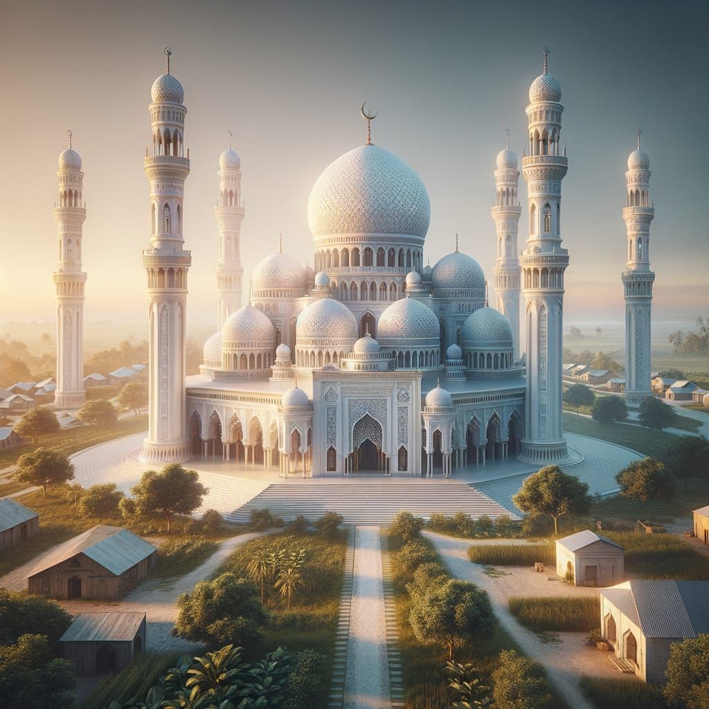 Grand White Mosque in Middle Eastern Architecture