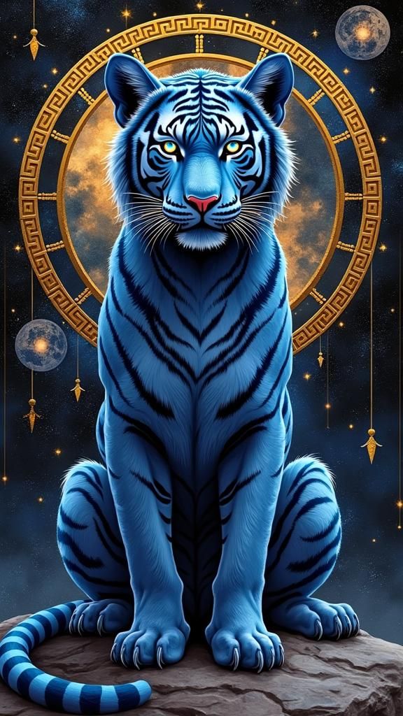 Cosmic White Tiger Manifestation in Watercolor