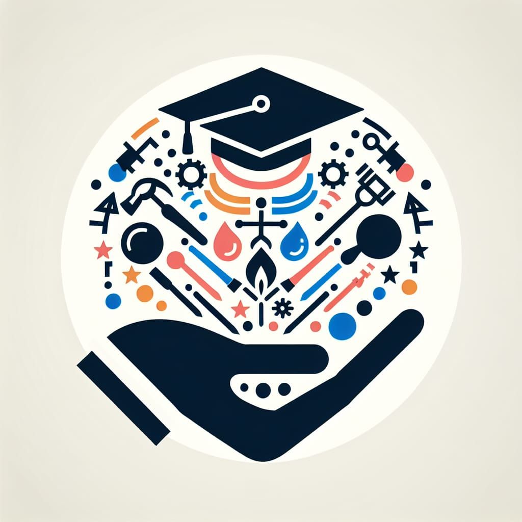 Abstract Logo of Giving Hand and Graduation Cap