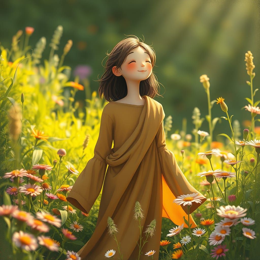 Serene Human in Nature's Embrace