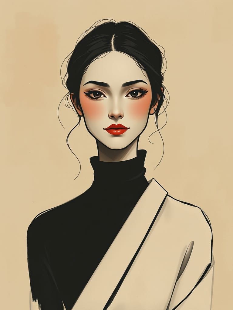 Serene Woman in Minimalist Style